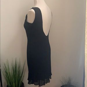 VINTAGE 90s Black Sheer Bias Midi Backless Dress